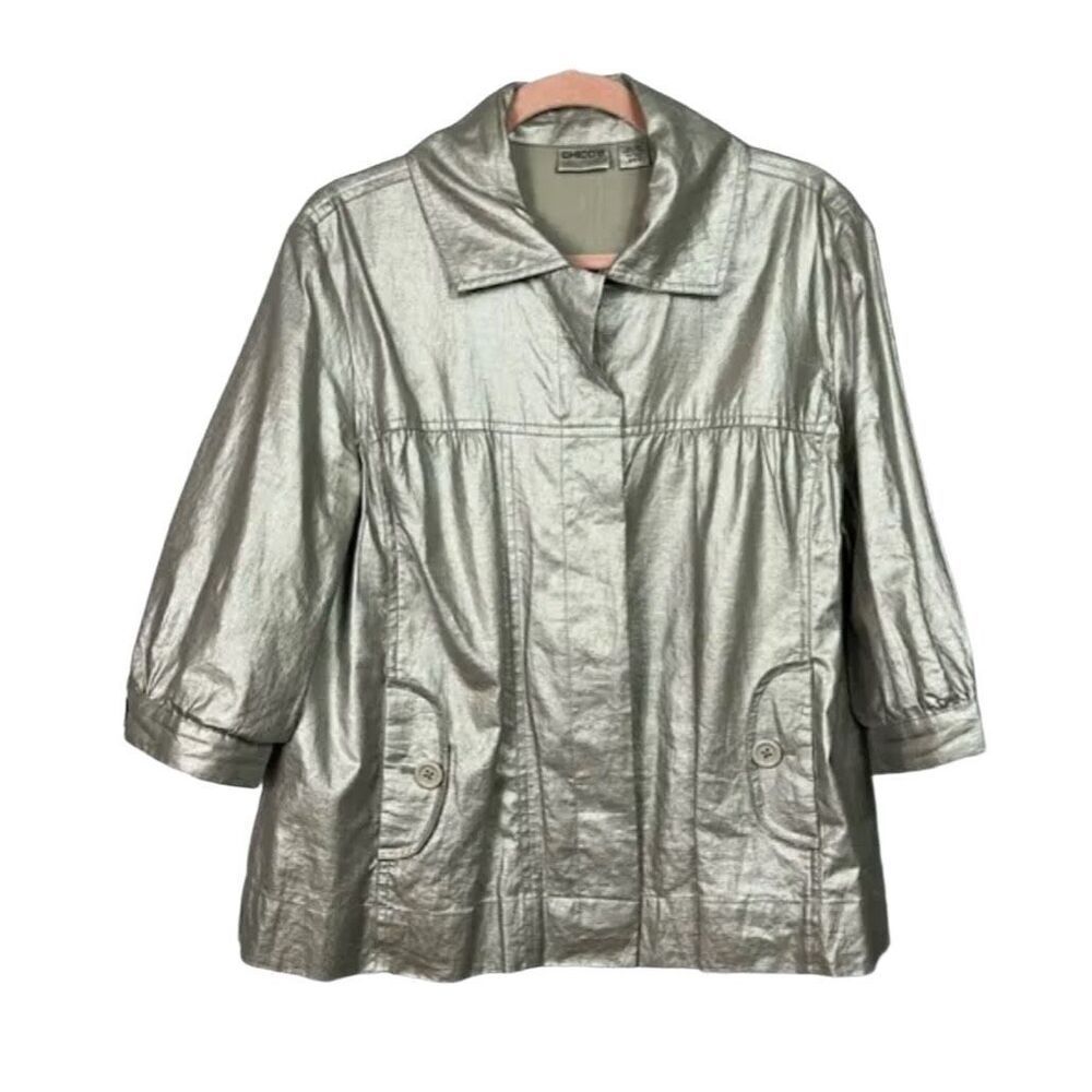 Chico’s foiled linen jacket size Medium